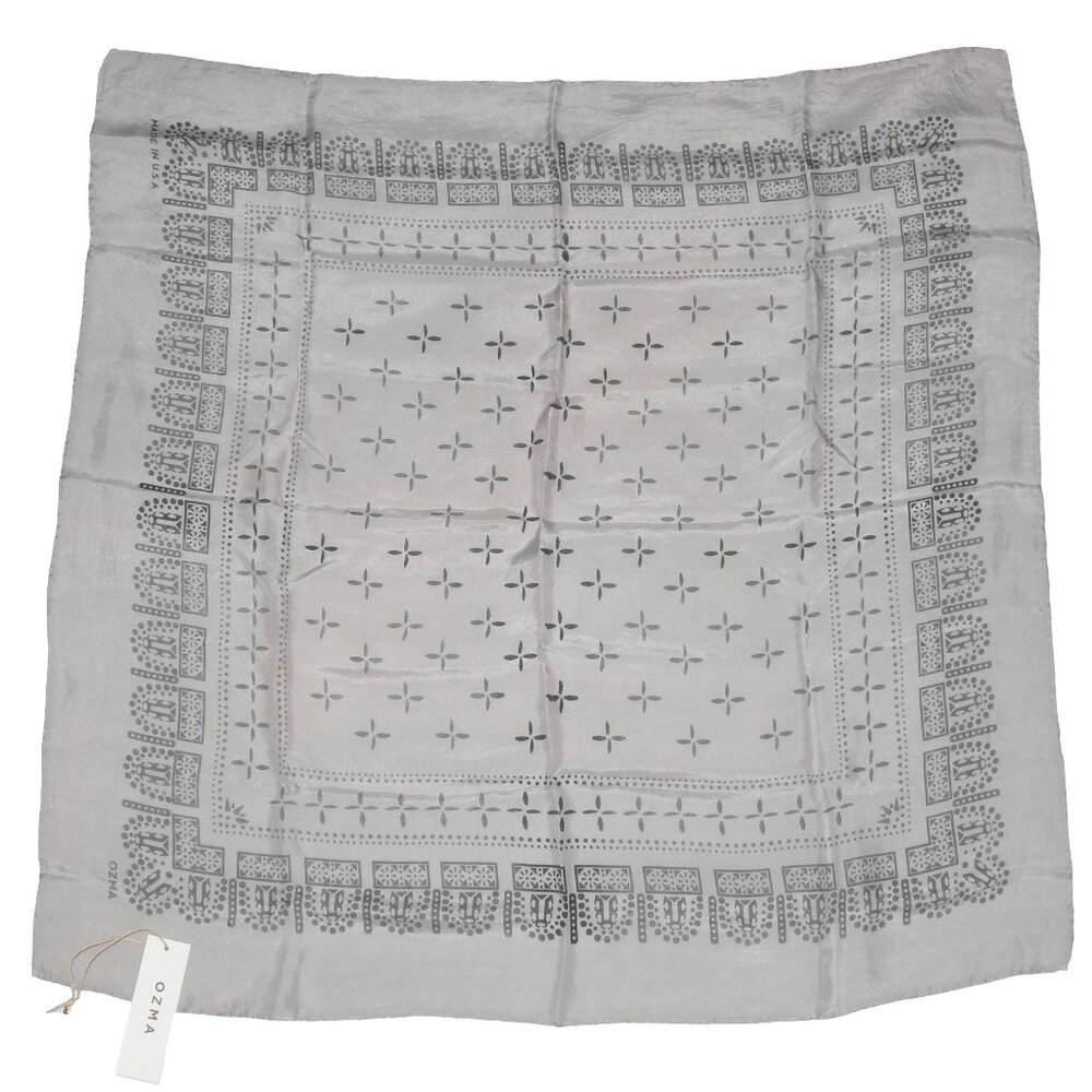 OZMA LIGHT GREY SILK BANDANA SCARF NWT